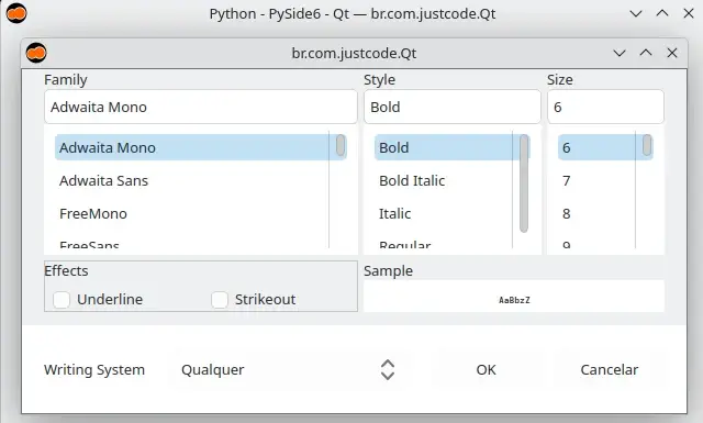 Font dialog